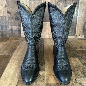 Dan Post 110R Vintage Classic Black Western Cowboy Boots Mens 12 D